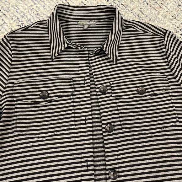 Shannon passero Jackets & Blazers - Shannon passero, Halsey Shacket, black and gray stripe, size medium